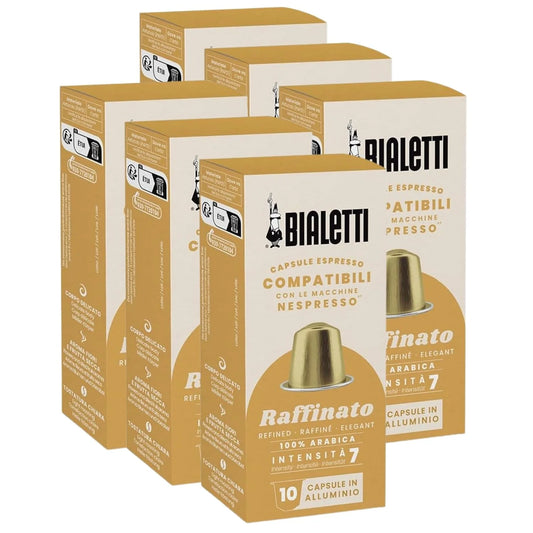 Bialetti Raffinato Espresso Capsules 60 Pack – Original Line Compatible Pods, Intensity 7, Refined Arabica Coffee with Fruity and Cocoa Flavor