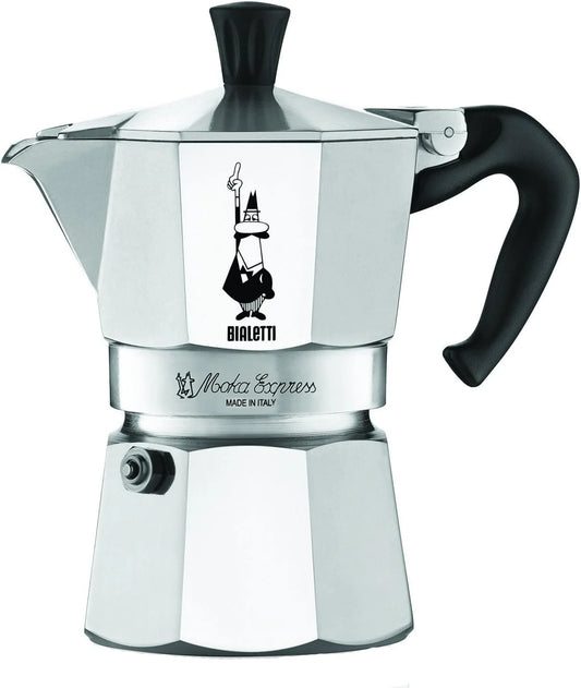 Bialetti - Moka Express: Iconic Stovetop Espresso Maker, Makes Real Italian Coffee, Moka Pot 3 Cups (4.3 Oz - 130 Ml), Aluminium, Silver