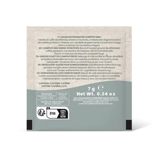Bialetti Decaffeinated ESE Espresso Pods 50 Count – Medium Roast Intensity 6, Compostable Paper Pods for ESE Coffee Machines, Smooth Balanced Flavor with Subtle Cereal Notes, Made in Italy