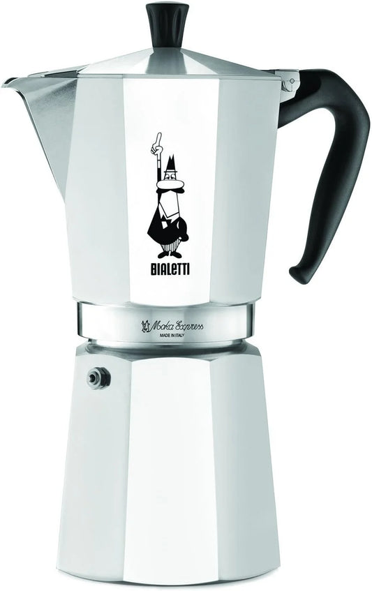 Bialetti - Moka Express: Iconic Stovetop Espresso Maker, Makes Real Italian Coffee, Moka Pot 12 Cups (22.6 Oz - 670 Ml), Aluminum, Silver