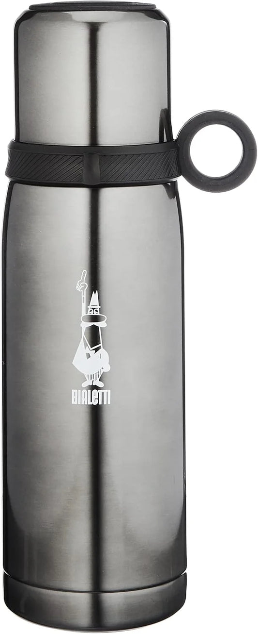 Bialetti - Stainless-steel Water Bottle 15,55oz with Lid/Cup: Double-Layered Vacuum Insulated, Keeps Drink Cold for 24 Hours and Hot for 12 Hours, Red