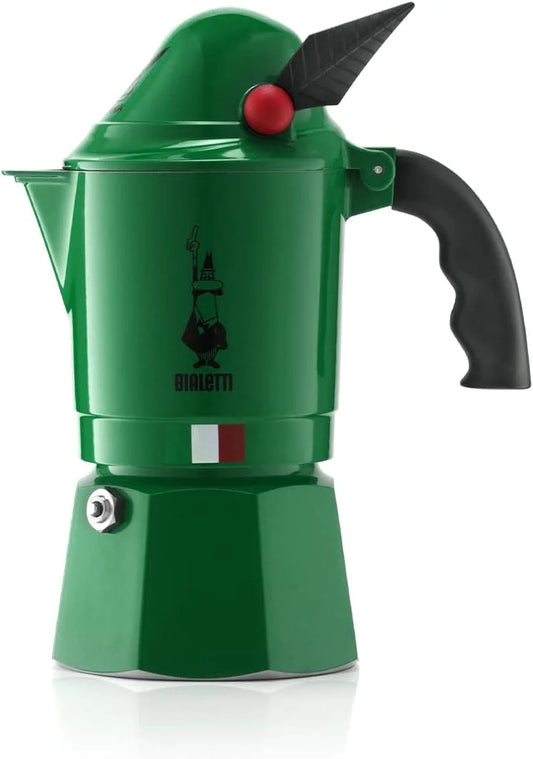 Bialetti Moka Express Alpina Stovetop Espresso Maker – Iconic Italian Moka Pot for Espresso Coffee, 3 Espresso Cups (4.3 oz / 130 mL), Aluminum, Green