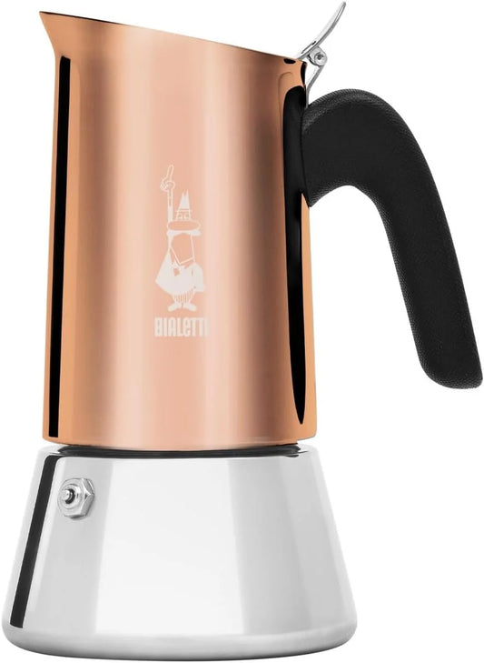 Bialetti - Venus Induction, Stainless Steel Stovetop Espresso Coffee Maker, Suitable for all Types of Hobs, 6 Cups (7.9 Oz), Copper,Silver