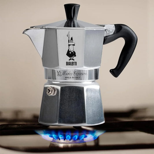 Bialetti - Moka Express: Iconic Stovetop Espresso Maker, Moka Pot, Italian Coffee Maker, 3 Espresso Shots (4.3 oz - 130 ml), Aluminum, Silver
