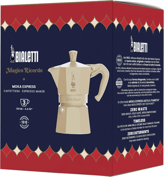Bialetti Moka Express Stovetop Espresso Maker (Cream, 3 Cups)